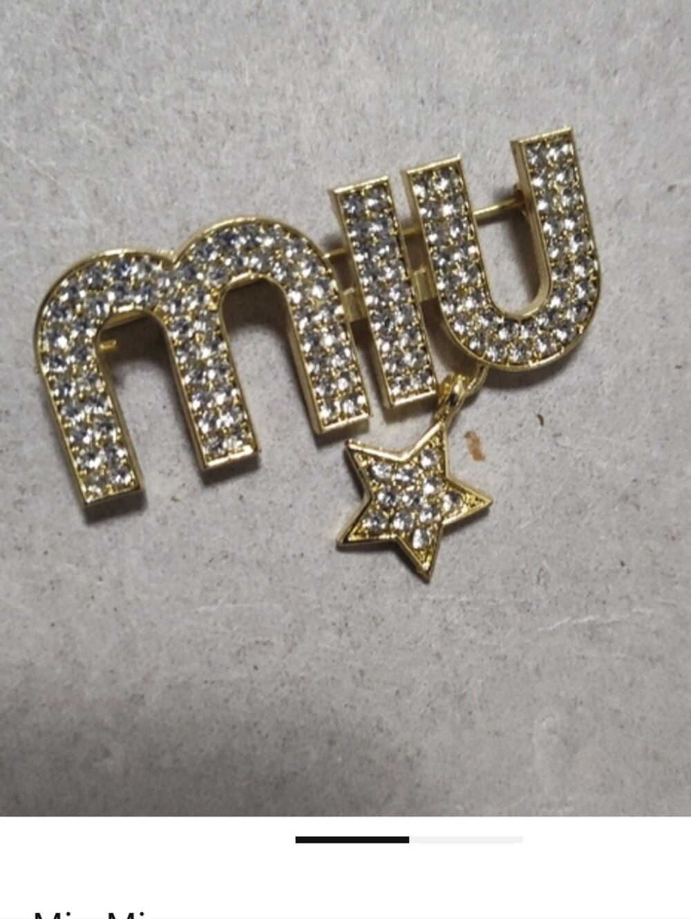 Miu Miu Gold-Tone Crystal 'miu' Brooch with Star Charm